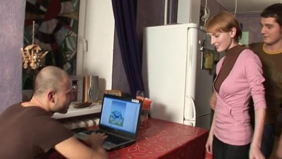 Acquiring her sultry slit ravished wits two hunks excite